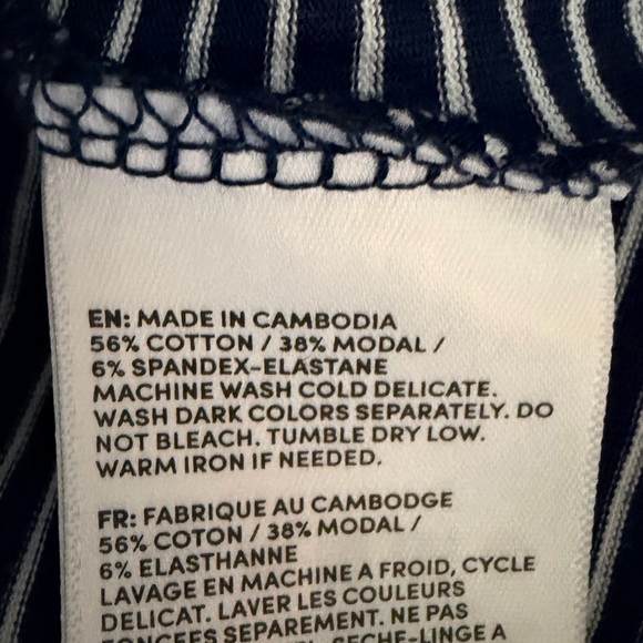 Lands' End Navy and White Striped Wrap Top - Picture 4 of 4